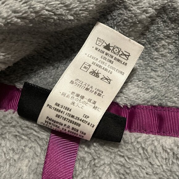 Women's Patagonia Snap T Fleece Jacket SZ Medium Gray Purple Pullover Logo - Picture 10 of 13